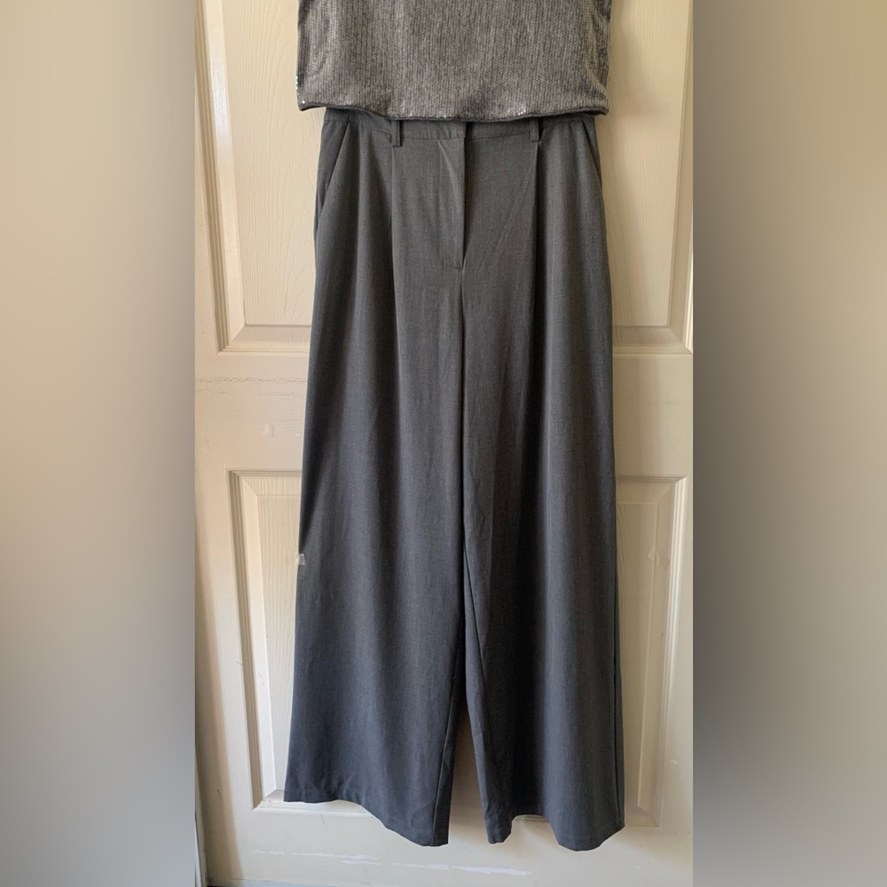 Christian Lacroix Women Grey Wide Leg Pants and Sequin Top, Two pieces set. M - Picture 8 of 16